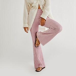 Free People Silverberry(purple) Slim Pull On Velvet Flare Pants size XL